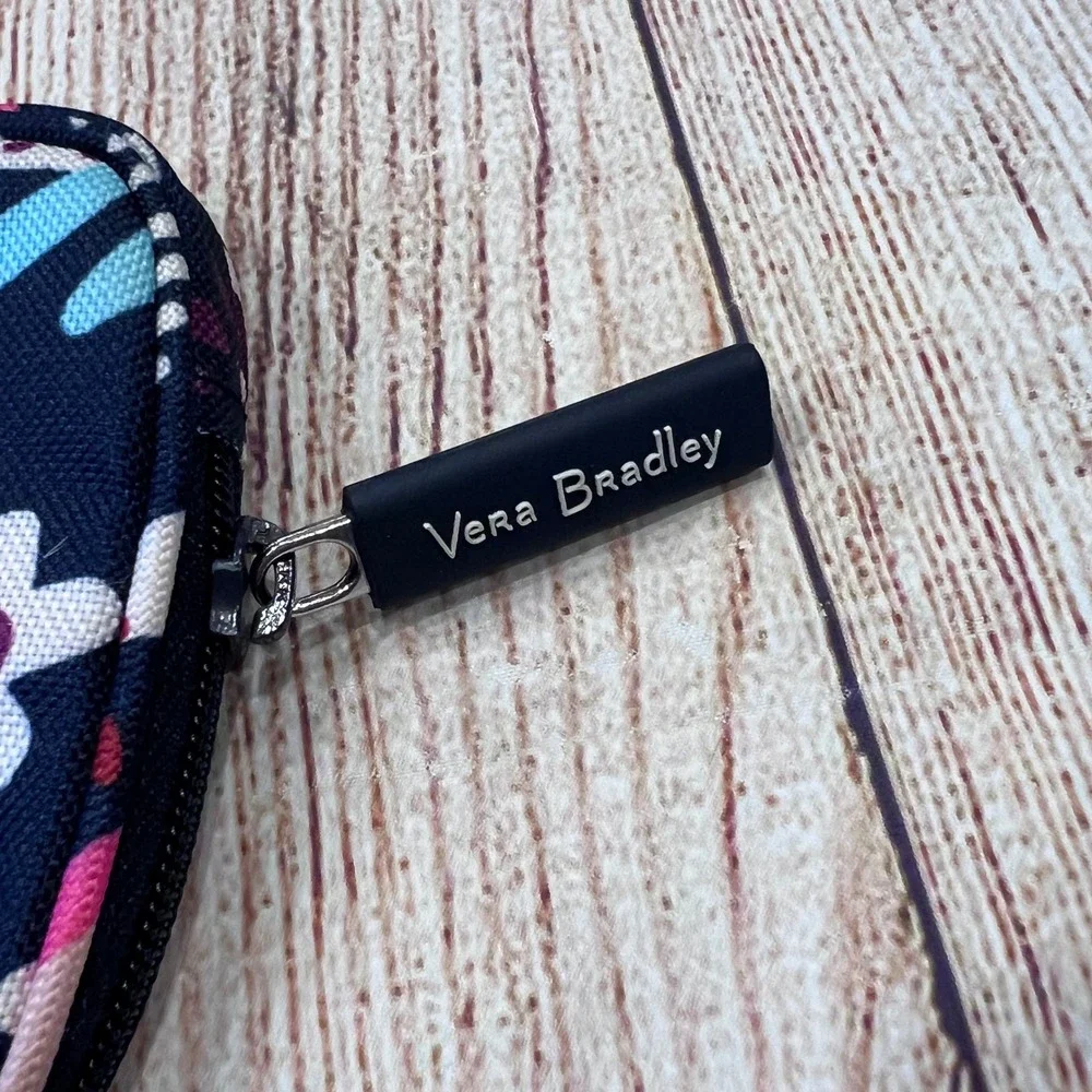 Vera Bradley Navy Blue Floral Paisley Zip Around‎ Wristlet Pouch Wallet